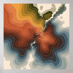 Impresión de mapa topográfico colorido