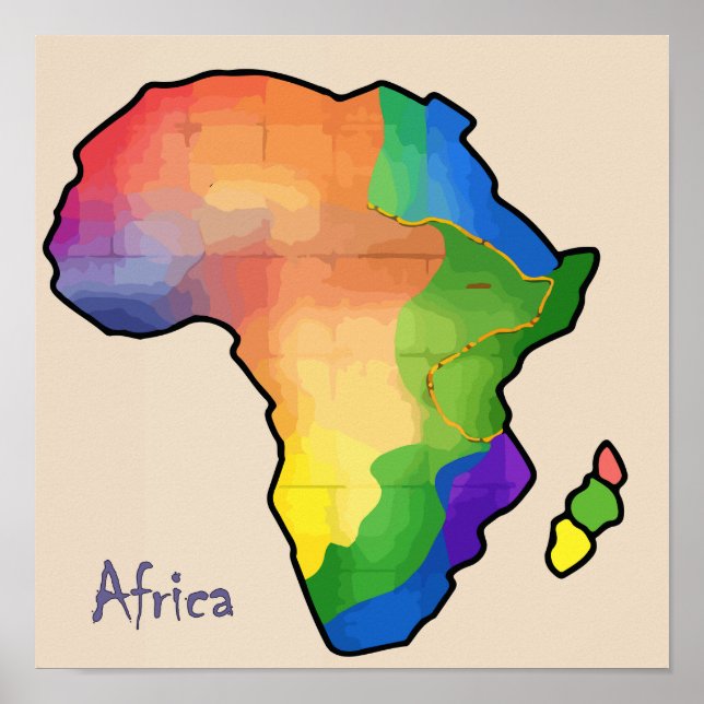 Impresión de mapas de África, papel de Poster de v (Frente)