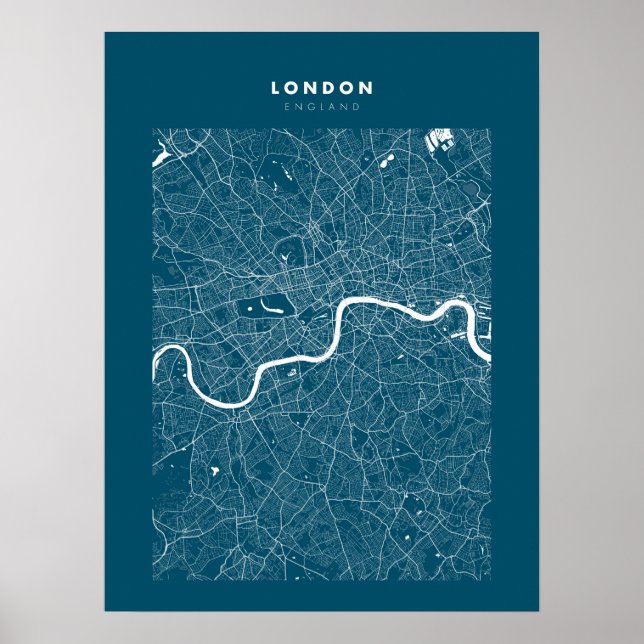 Impresión de mapas de Londres, papel Poster azul o (Frente)