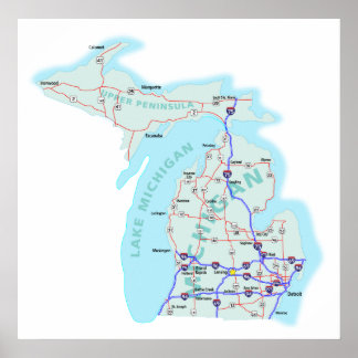 Impresión de mapas interestatales de Michigan