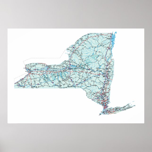 Impresión de mapas interestatales de Nueva York (Frente)