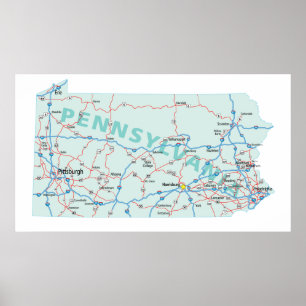 Impresión de mapas interestatales de Pennsylvania