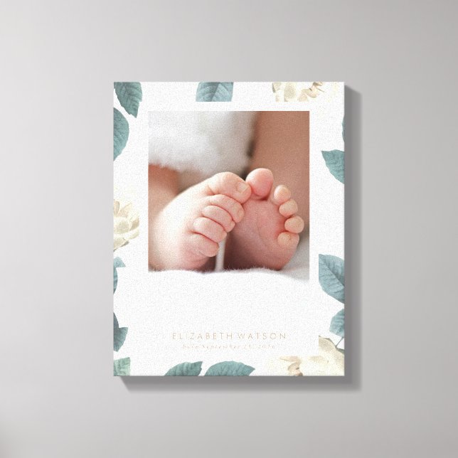 Impresión de marco floral de rosa blanca suave (Anverso)