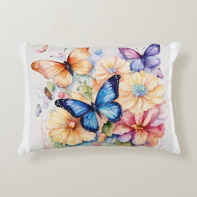 Impresión de mariposa de almohada suave (Anverso)