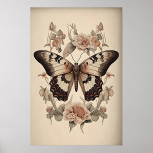 Impresión de mariposa floral boho, pared de maripo