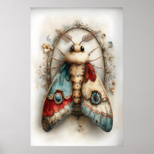 Impresión de mariposa nocturna boho, arte de pared