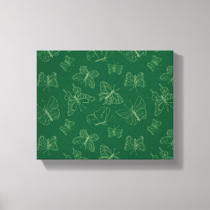 Impresión de mariposa verde oscuro, inspirada por
