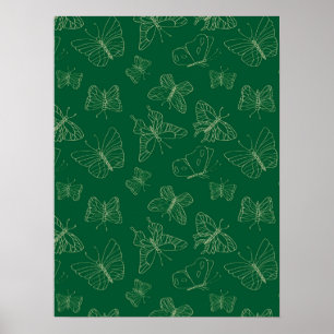 Impresión de mariposa verde oscuro, inspirada por 