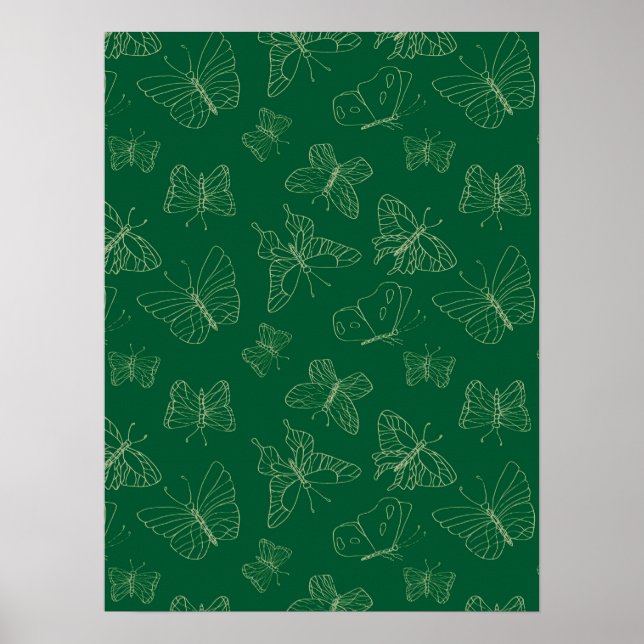 Impresión de mariposa verde oscuro, inspirada por  (Frente)