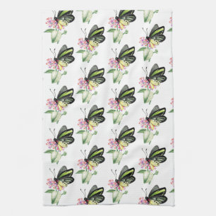 Impresión de mariposa verde toalla de cocina