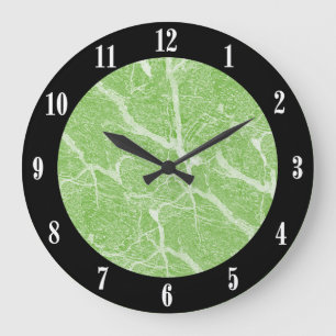 Impresión de mármol verde y reloj de pared moderno