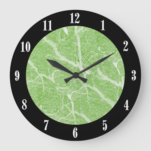 Impresión de mármol verde y reloj de pared moderno (Anverso)