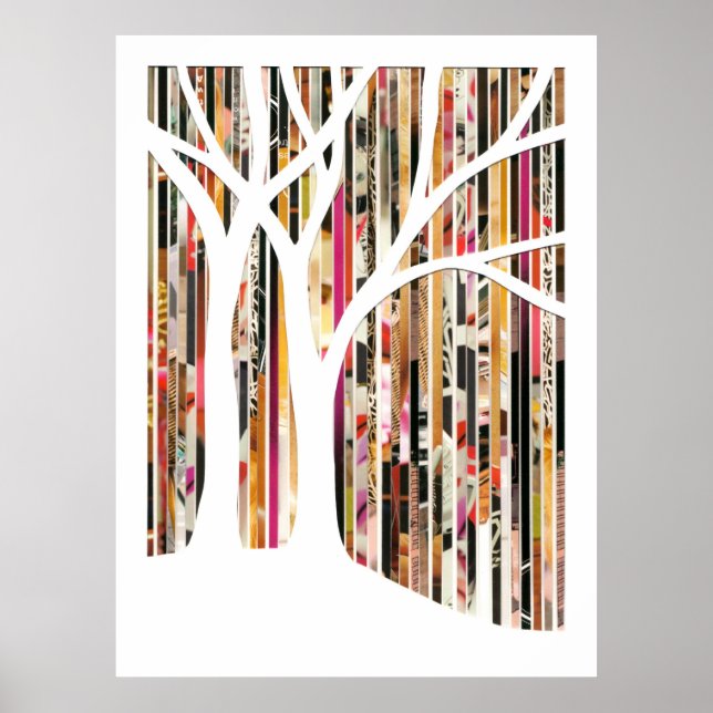 Impresión de medios mixtos de árbol de arte ecológ (Frente)