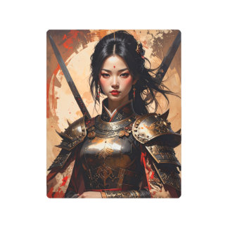 Impresión de metal épico samurái | Mujer guerrera