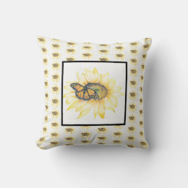 Impresión de monarca y girasol de Cojín decorativo