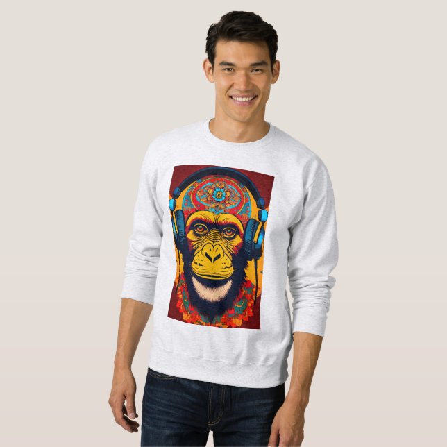 Impresión de mono lúdico camisetas divertidas, ele (Anverso completo)