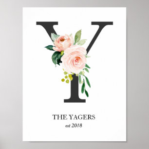 Impresión de monograma, letra Y, regalo de boda, g