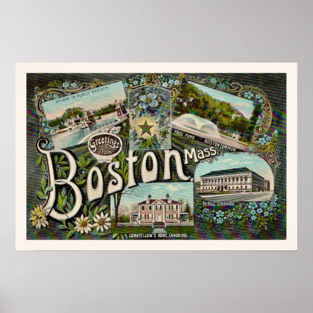 Impresión de monumentos históricos de Boston vinta (Frente)
