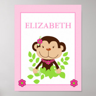 IMPRESIÓN DE NOMBRE PERSONALIZADO DE MONKEY PINK (