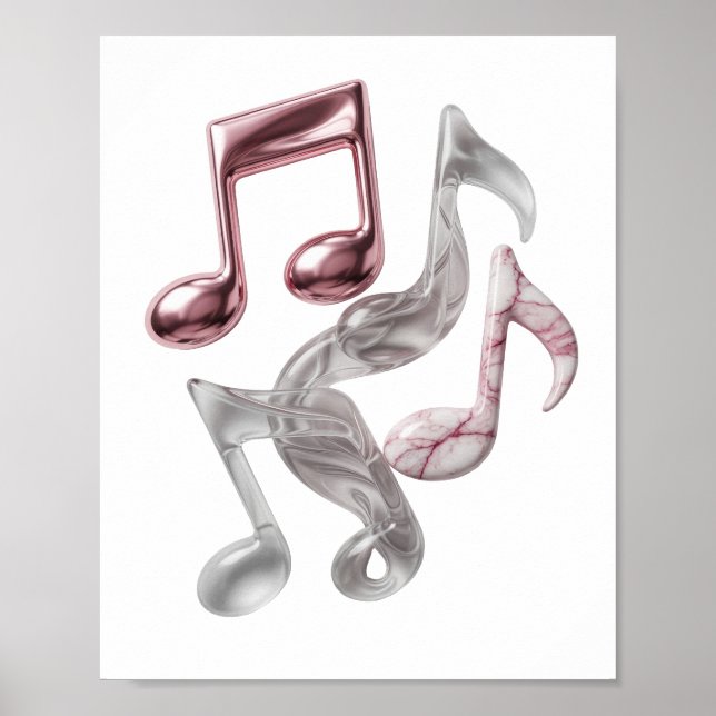 Impresión de NOTAS MUSICALES de Plata Crujiente (Frente)