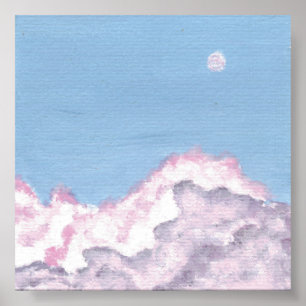 Impresión de nubes nítidas rosadas y violetas
