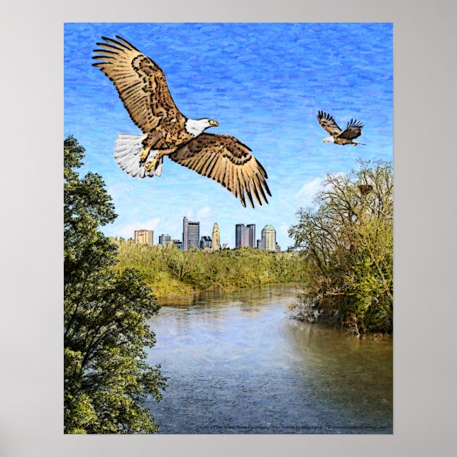 Impresión de Ohio del río Columbus de Eagles Sciot (Frente)