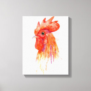 Impresión de oro del gallo de la acuarela