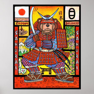 Impresión de oso de Samurai