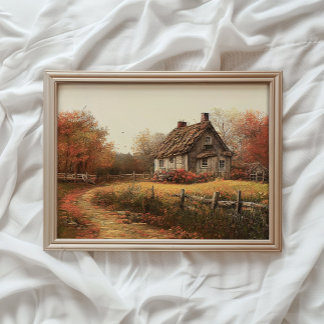 Impresión de paisaje de otoño, Impresión de cabaña