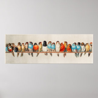 Impresión de pájaro vintage