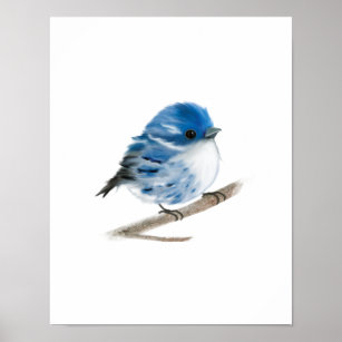 Impresión de pájaros de la alambrera azul