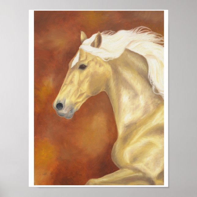 Impresión de palomino galopante 11"x14" (Frente)