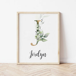 Impresión de pared con monograma de letra J para v