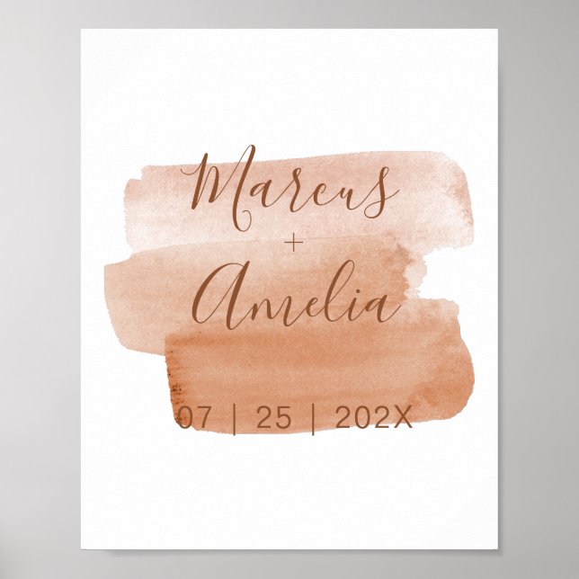 Impresión de pared de boda con pinceladas de acuar (Frente)