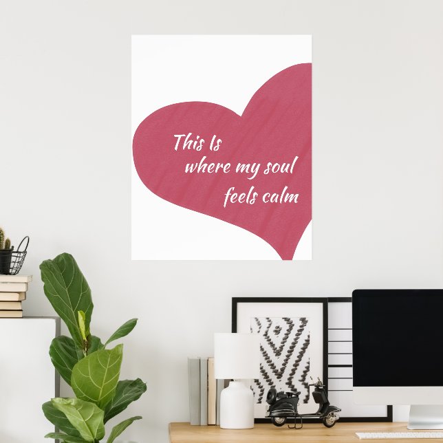 Impresión de pared de cita de corazón rosa alma tr (Oficina en casa)