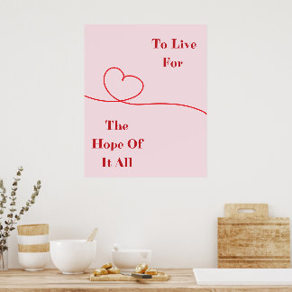 Impresión de pared de cita de esperanza de corazón