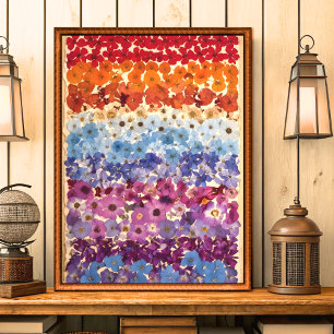Impresión de pared de color ocmbre de flores de ép