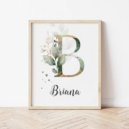 Impresión de pared de monograma de letra B vegetac