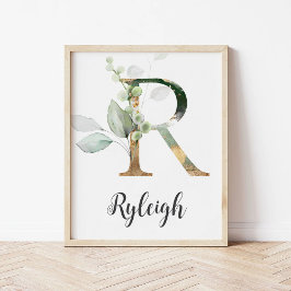 Impresión de pared de monograma de letra R Vegetac