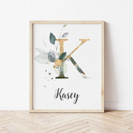 Impresión de pared de nombre de vivero de monogram