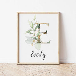 Impresión de pared de nombre de vivero de monogram