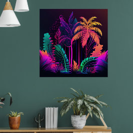 Impresión de pared de palmeras tropicales brillant