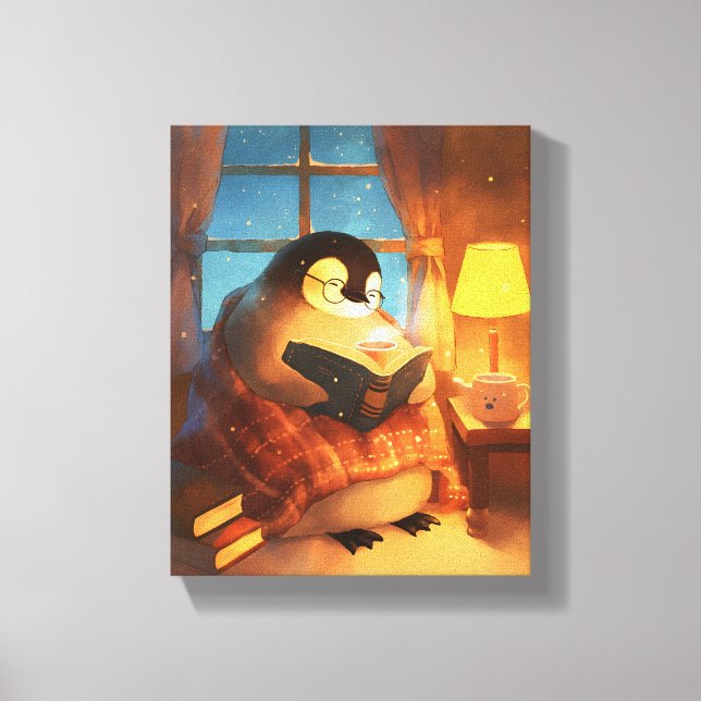 Impresión de pared de vivero de lectura de pingüin (Anverso)