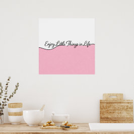Impresión de pared elegante en cursiva rosa y blan