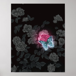 Impresión de pared floral oscura