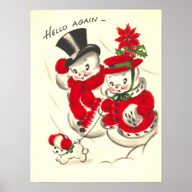Impresión de pareja de Snowman vintage (Frente)
