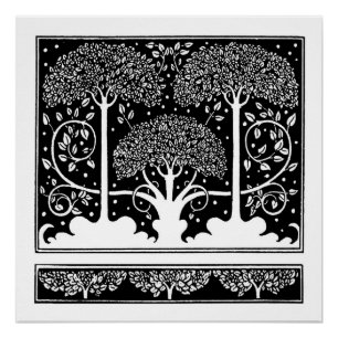 Impresión de patrón de árbol Art Nouveau de Aubrey
