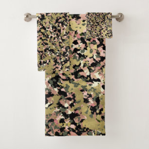 Impresión de Patrón de Camuflaje Dorado Rosa Verde