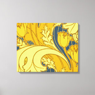 Impresión de patrón de tulipán: Arte Nouveau azul 