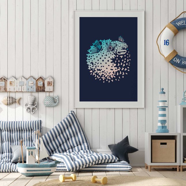 Impresión de peces de puffer | Impresión de pared  (Puffer Fish Ocean Wall Art Poster Print by TinkPrints.)